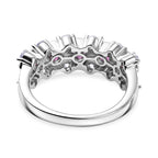 D'Joy Natural Radiant Ember Garnet & White Zircon 5 Stone Ring in Rhodium Overlay Sterling Silver 1.81 Ct._8423007_4