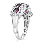 D'Joy Natural Radiant Ember Garnet & White Zircon 5 Stone Ring in Rhodium Overlay Sterling Silver 1.81 Ct._8423011_3