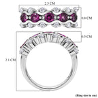 D'Joy Natural Radiant Ember Garnet & White Zircon 5 Stone Ring in Rhodium Overlay Sterling Silver 1.81 Ct._8423011_5
