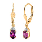 D'Joy Natural Radiant Ember Garnet & White Zircon Solitaire Earring with Lever Back in Yellow Gold Plated Sterling Silver 1.20 Ct._8423016