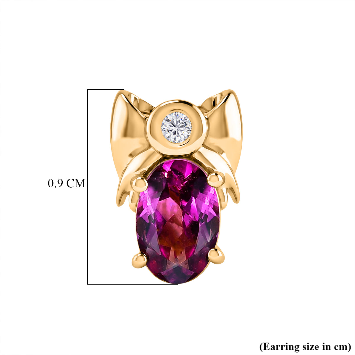 D'Joy Natural Radiant Ember Garnet &amp; Lab Grown Diamond Solitaire Stud Push Post Earring in Yellow Gold Plated Sterling Silver 1.22 Ct. 8423019 5