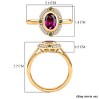 D'Joy Natural Radiant Ember Garnet & White Zircon & Zambian Emerald Halo Ring in 18K Vermeil Yellow Gold Plated Sterling Silver 1.17 Ct._8426200_5