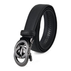 Genuine Leather Unisex Belt with Interlocking Circular Buckle (130 CM, Large) - Black_8426214