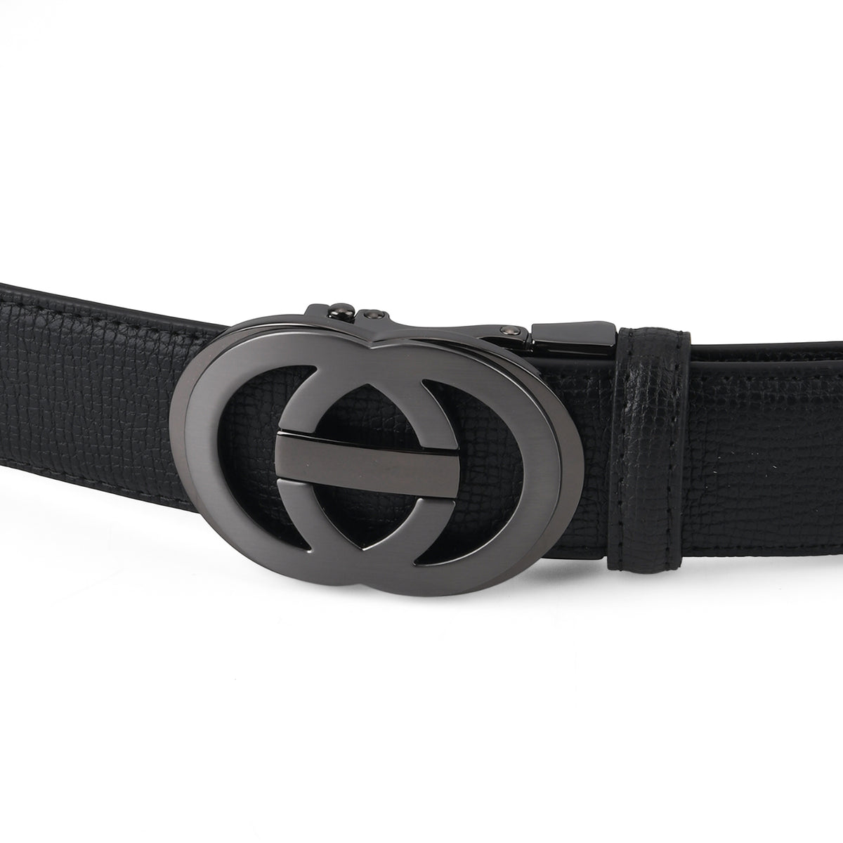 Genuine Leather Unisex Belt with Interlocking Circular Buckle (130 CM, Large) - Black 8426214 5