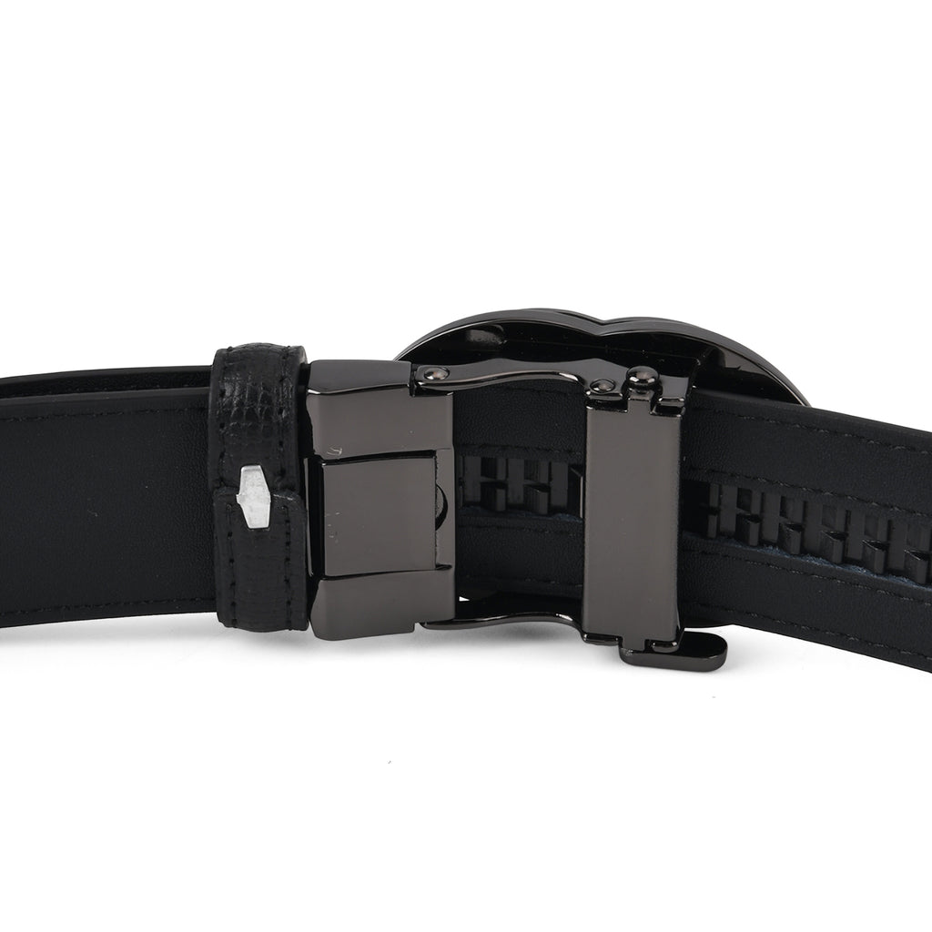 Genuine Leather Unisex Belt with Interlocking Circular Buckle (130 CM, Large) - Black_8426214_5