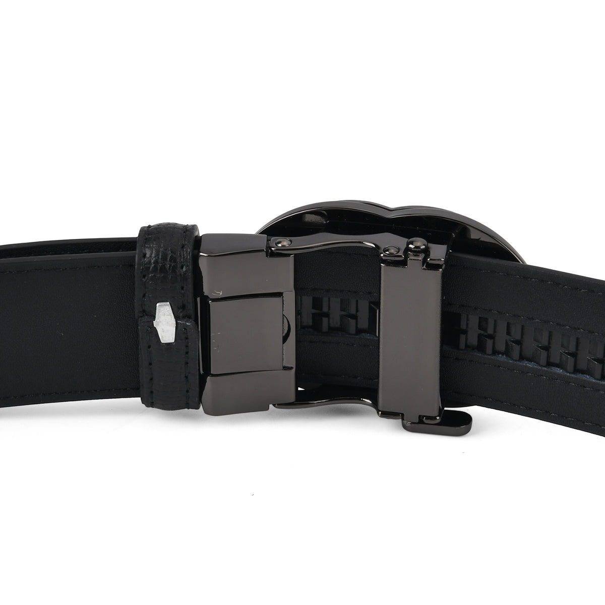 Genuine Leather Unisex Belt with Interlocking Circular Buckle (130 CM, Large) - Black 8426214 6