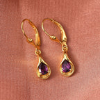 D'Joy Natural Radiant Ember Garnet Drop Earrings with Lever Back in Yellow Gold Plated Sterling Silver 1.00 Ct._8426226_1