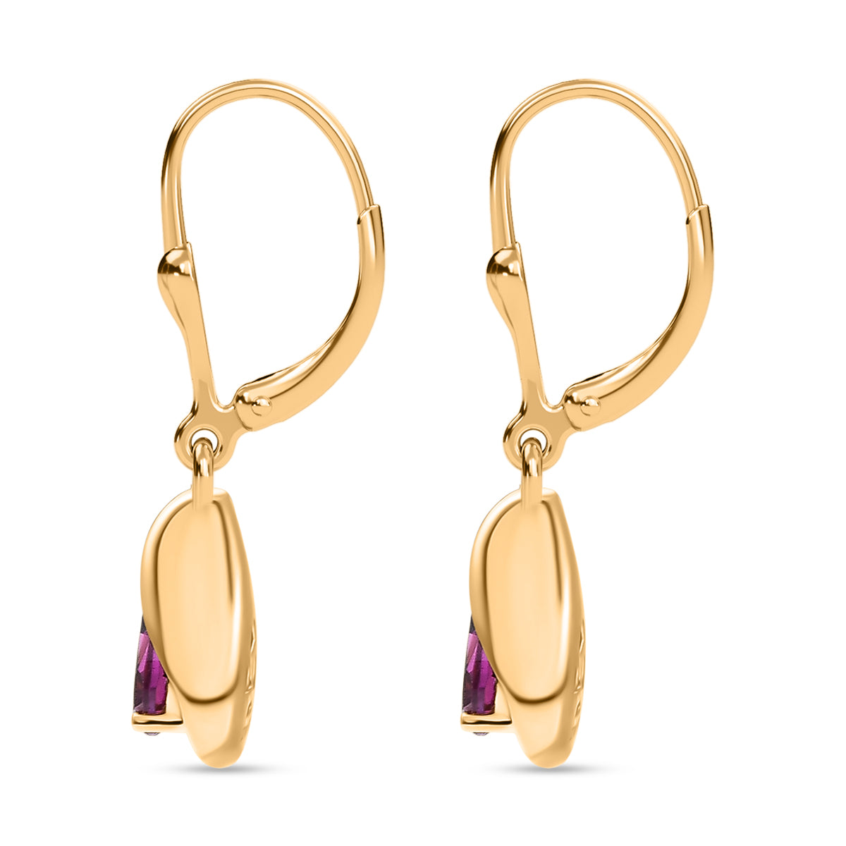 D'Joy Natural Radiant Ember Garnet Drop Earrings with Lever Back in Yellow Gold Plated Sterling Silver 1.00 Ct. V32606367 4