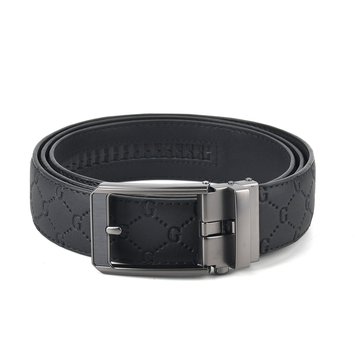 Genuine Leather Sleek Gunmetal Buckle Belt In Gift Box (115cm) - Gunmetal V32563740 0
