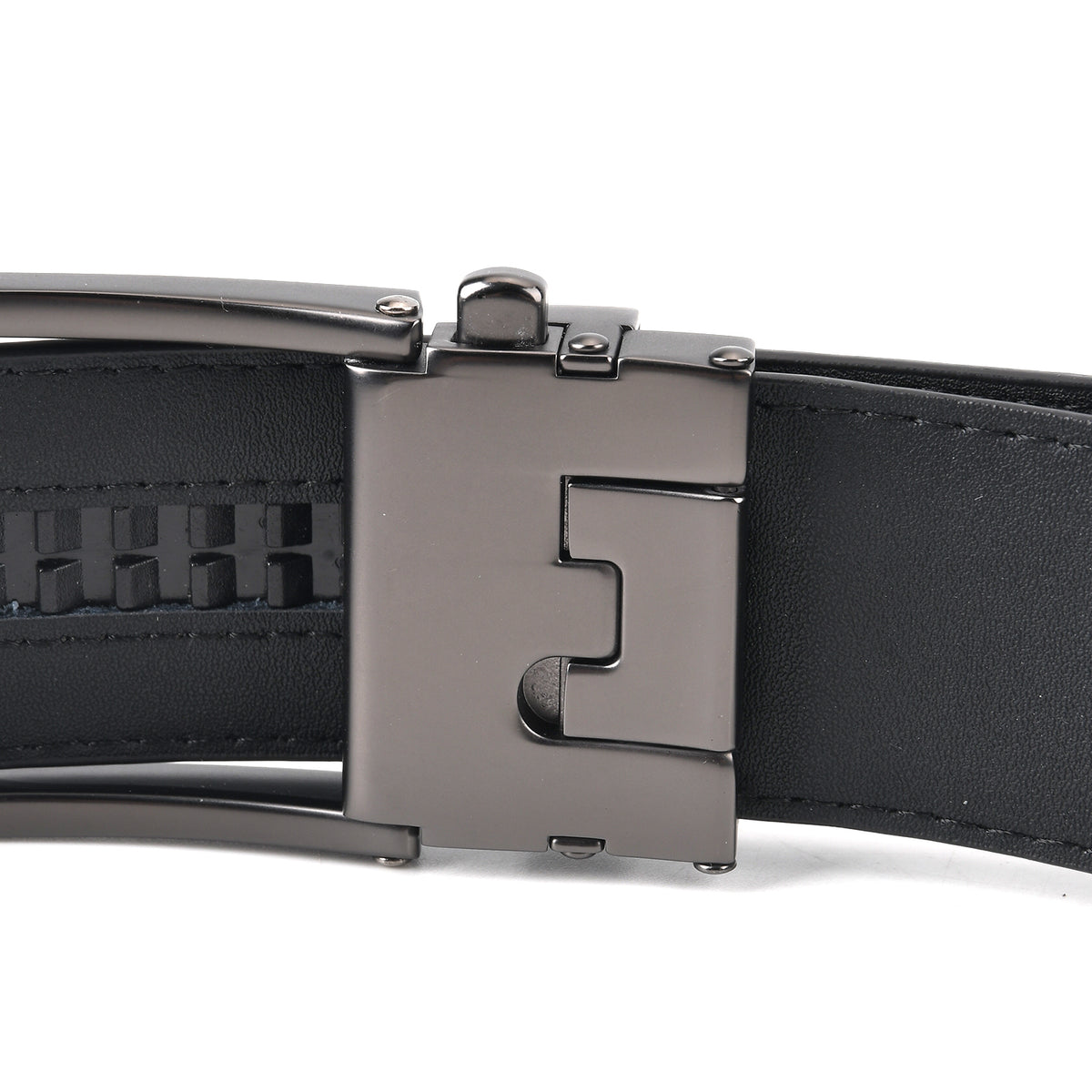 Genuine Leather Sleek Gunmetal Buckle Belt In Gift Box (115cm) - Gunmetal V32563740 5