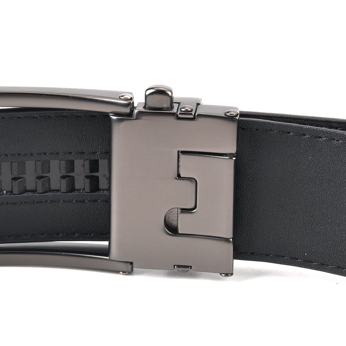 Genuine Leather Sleek Gunmetal Buckle Belt In Gift Box (130cm) - Gunmetal V32563747 5
