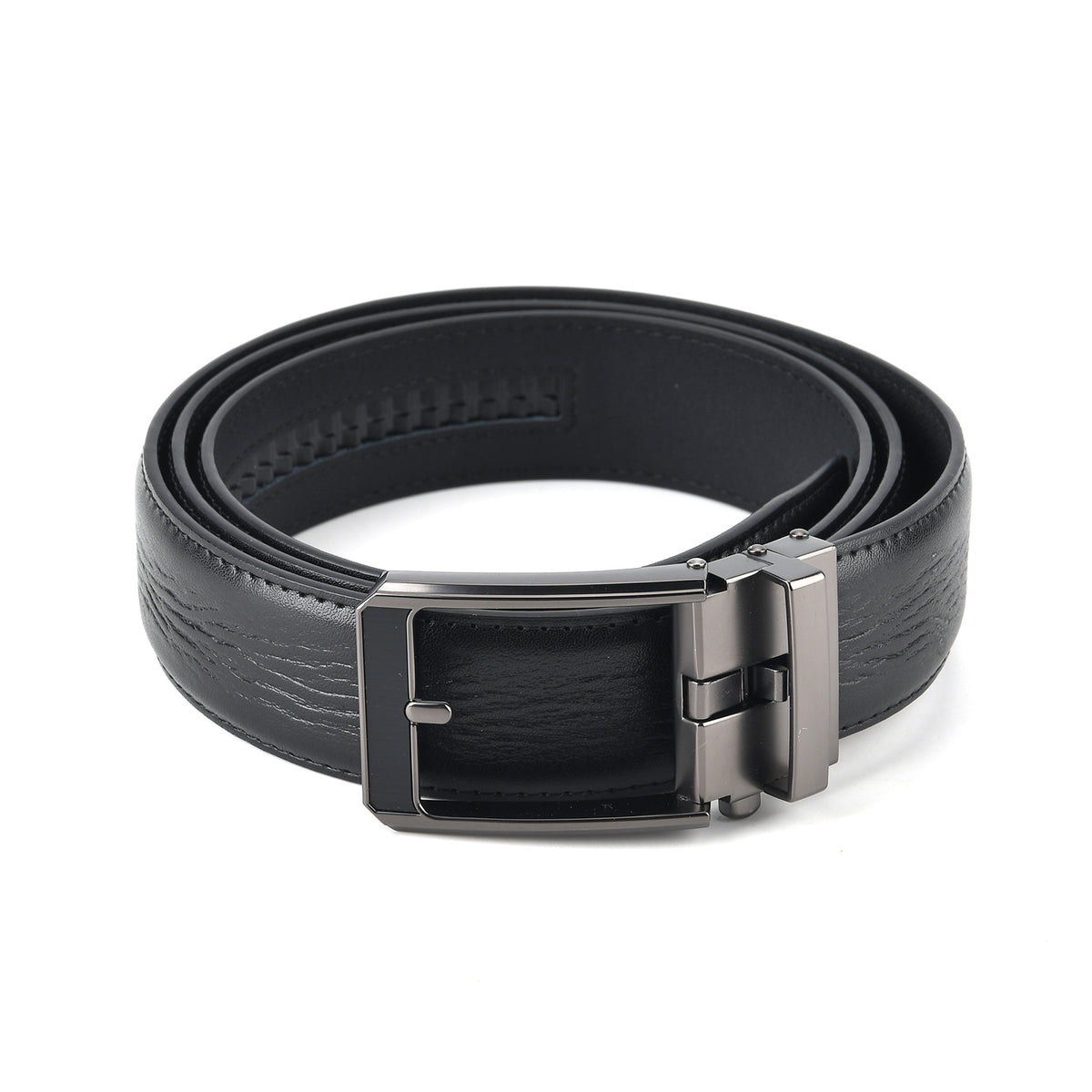 Genuine Leather Sleek Gunmetal Buckle Belt In Gift Box (115cm) - Black V32563536 0