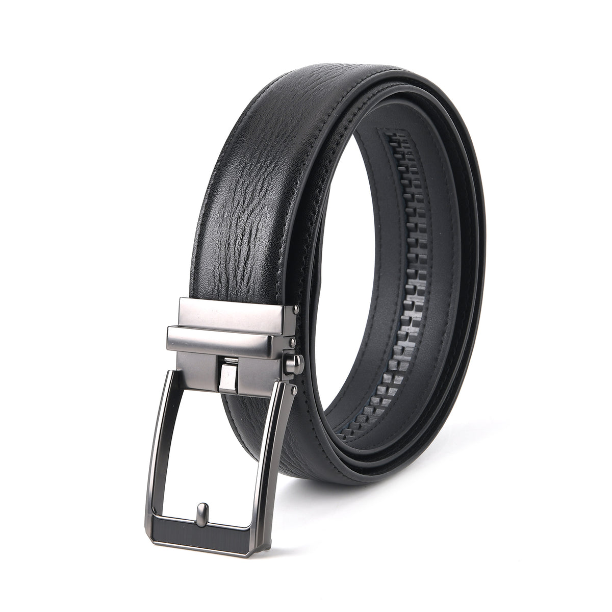 Genuine Leather Sleek Gunmetal Buckle Belt In Gift Box (115cm) - Black V32563536 2