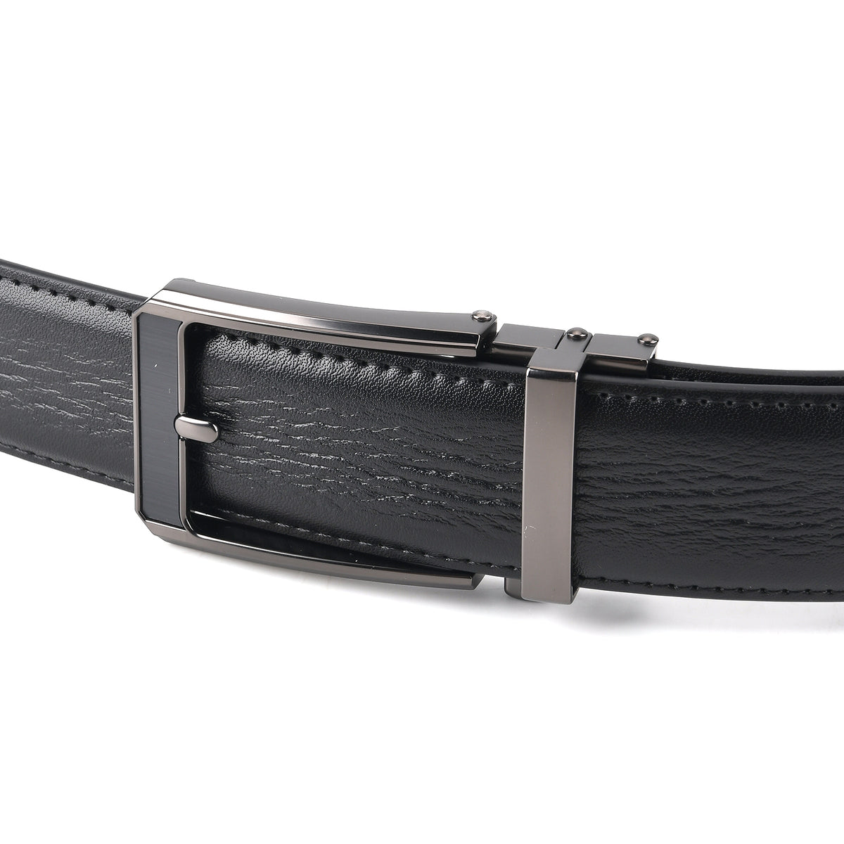 Genuine Leather Sleek Gunmetal Buckle Belt In Gift Box (115cm) - Black V32563536 3
