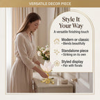 LIVMORE Decorative Crystal Flower Tabletop with Gold Metal Base - White & Gold
