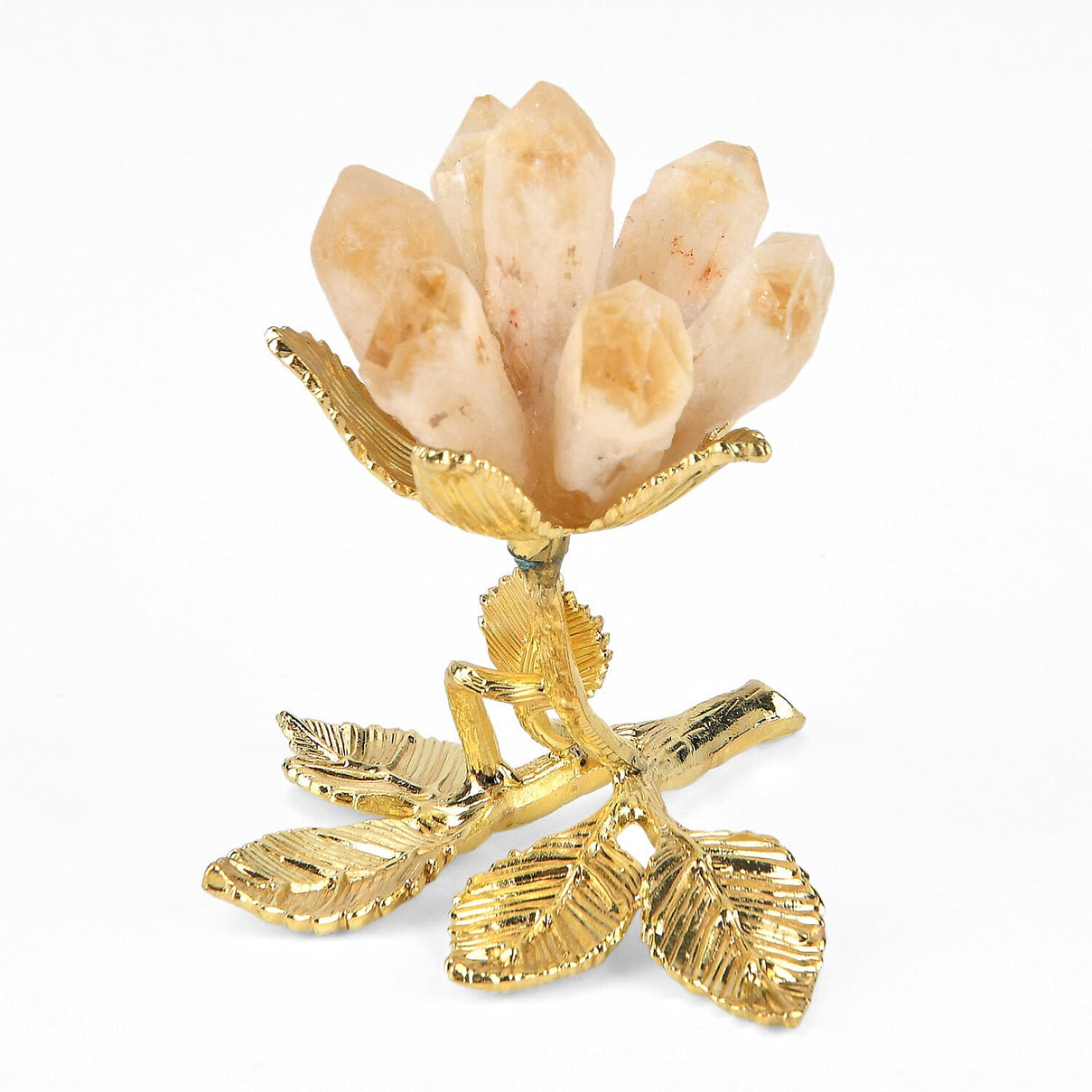 LIVMORE Decorative Crystal Flower Tabletop with Gold Metal Base - Gold V32512349 0