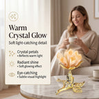 LIVMORE Decorative Crystal Flower Tabletop with Gold Metal Base - Gold