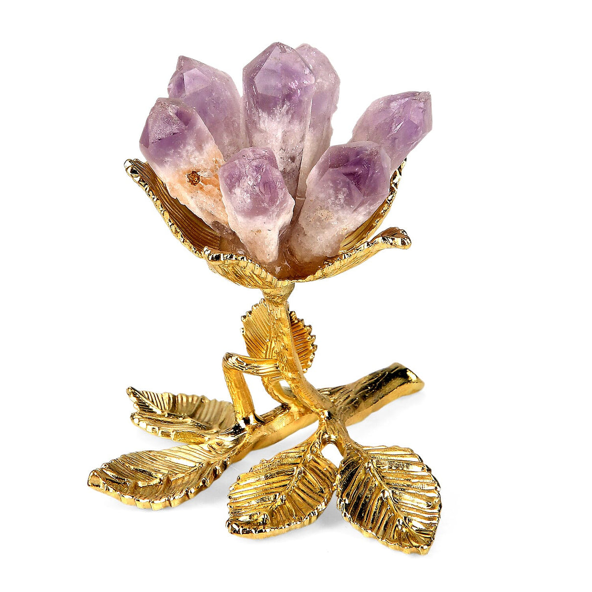 LIVMORE Decorative Crystal Flower Tabletop with Gold Metal Base - Purple &amp; Gold 8426257 0
