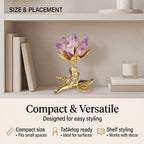 LIVMORE Decorative Crystal Flower Tabletop with Gold Metal Base - Purple & Gold