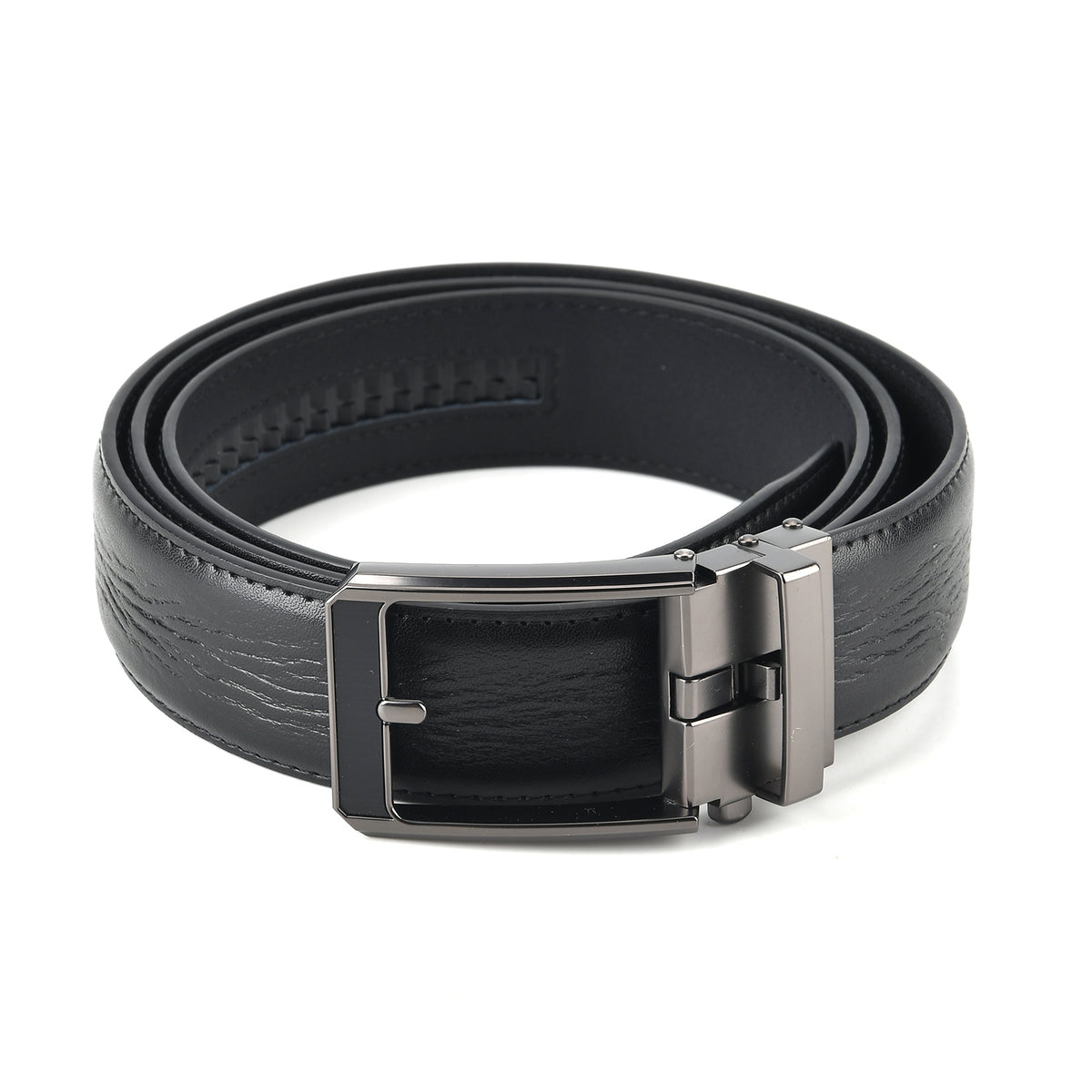 Genuine Leather Sleek Gunmetal Buckle Belt In Gift Box (130cm) - Black V32567779 0
