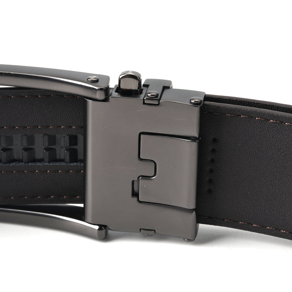 Genuine Leather Sleek Gunmetal Buckle Belt In Gift Box (130cm) - Black_8426264_4