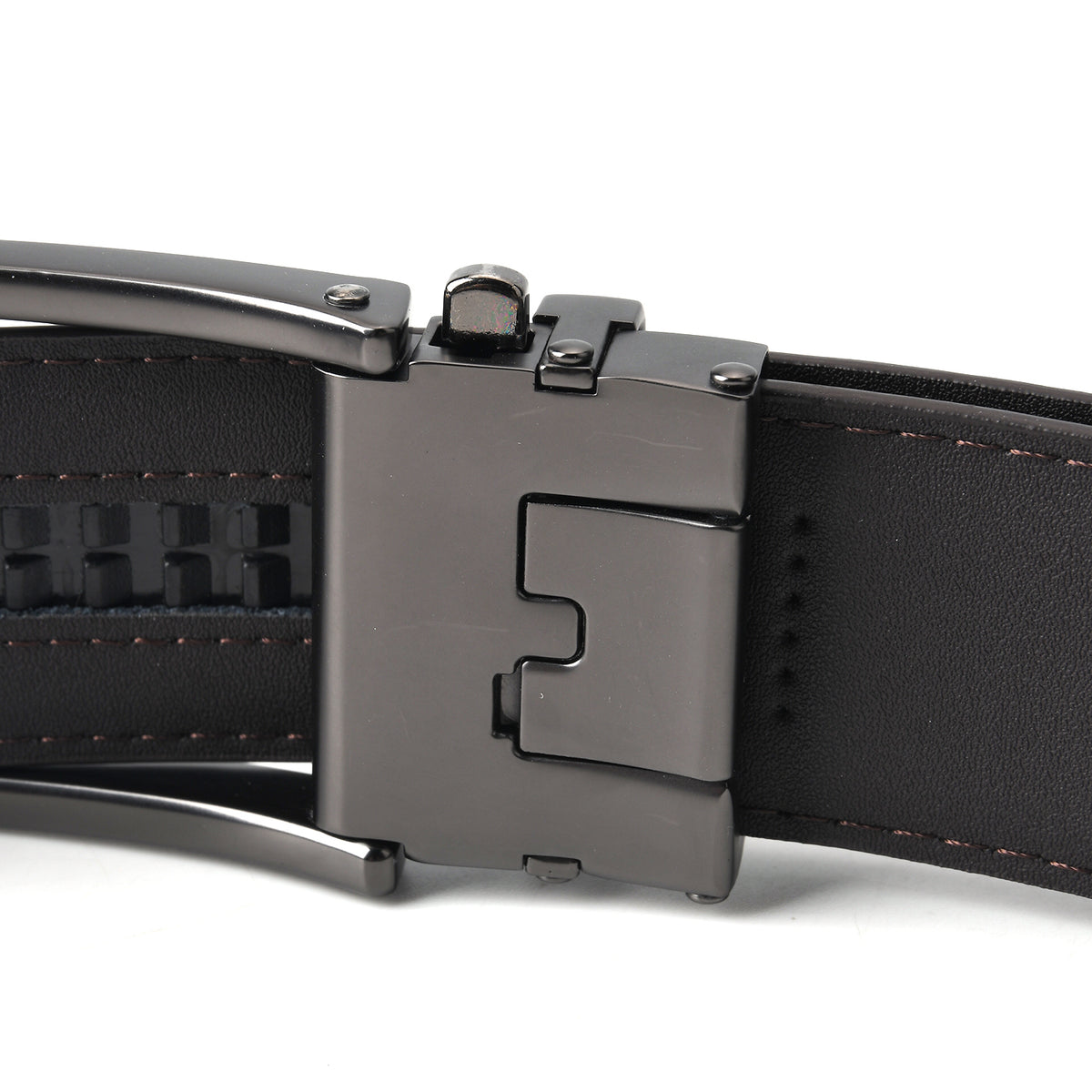 Genuine Leather Sleek Gunmetal Buckle Belt In Gift Box (130cm) - Black V32567779 5