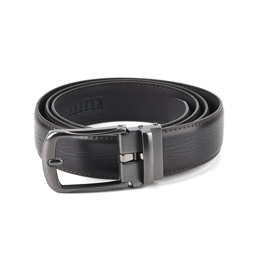 Genuine Leather Sleek Gunmetal Buckle Belt In Gift Box (115cm) - Dark Brown_8426265