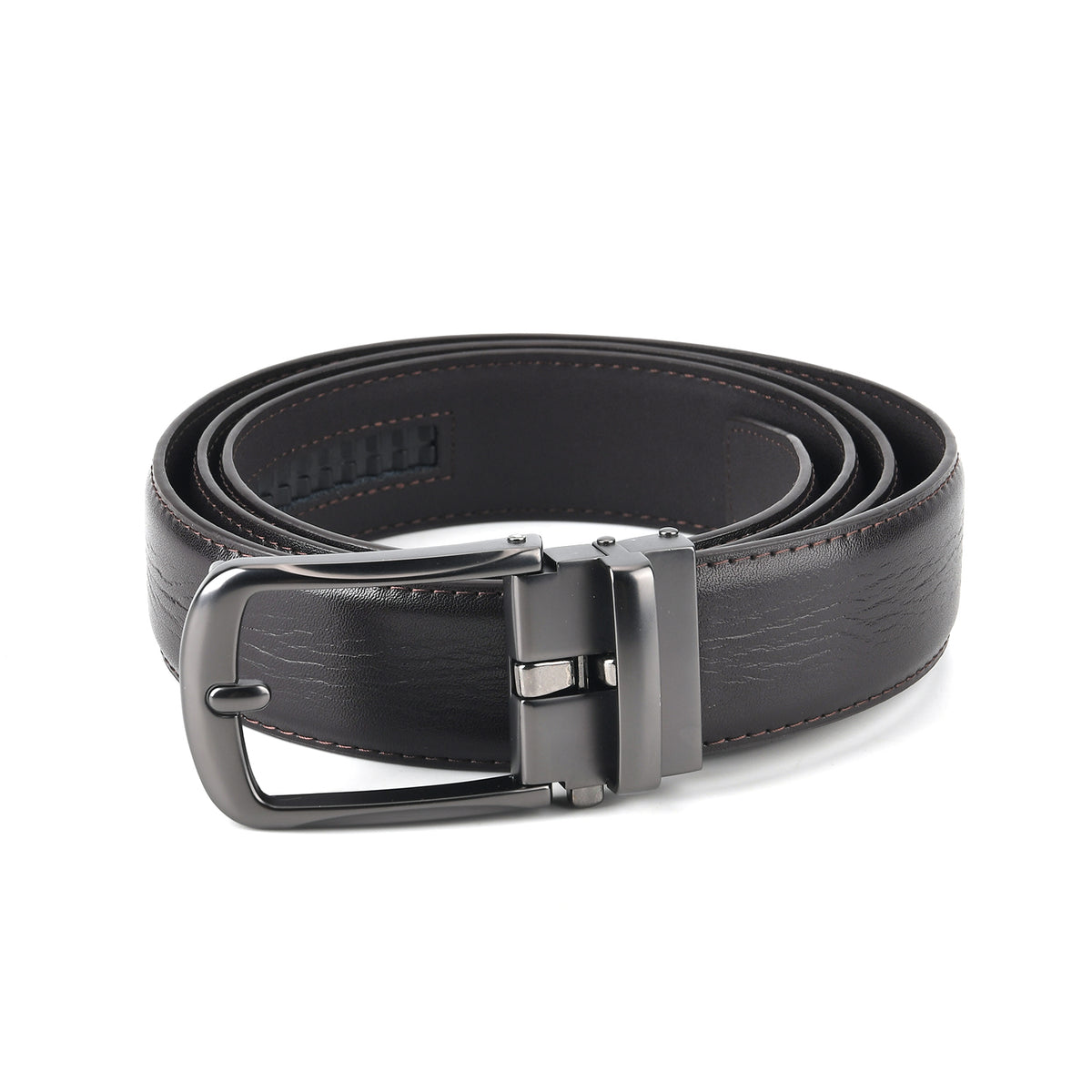 Genuine Leather Sleek Gunmetal Buckle Belt In Gift Box (115cm) - Dark Brown V32566350 0