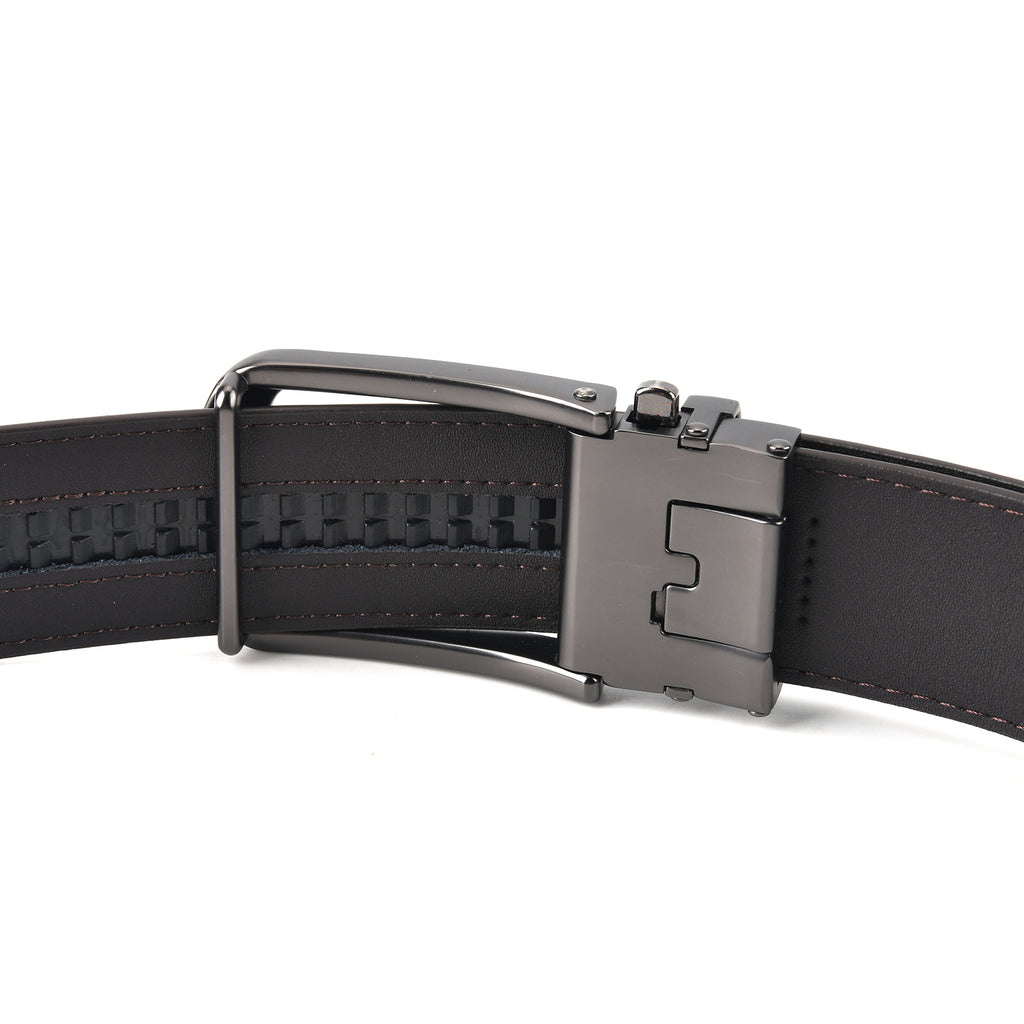 Genuine Leather Sleek Gunmetal Buckle Belt In Gift Box (115cm) - Dark Brown_8426265_3