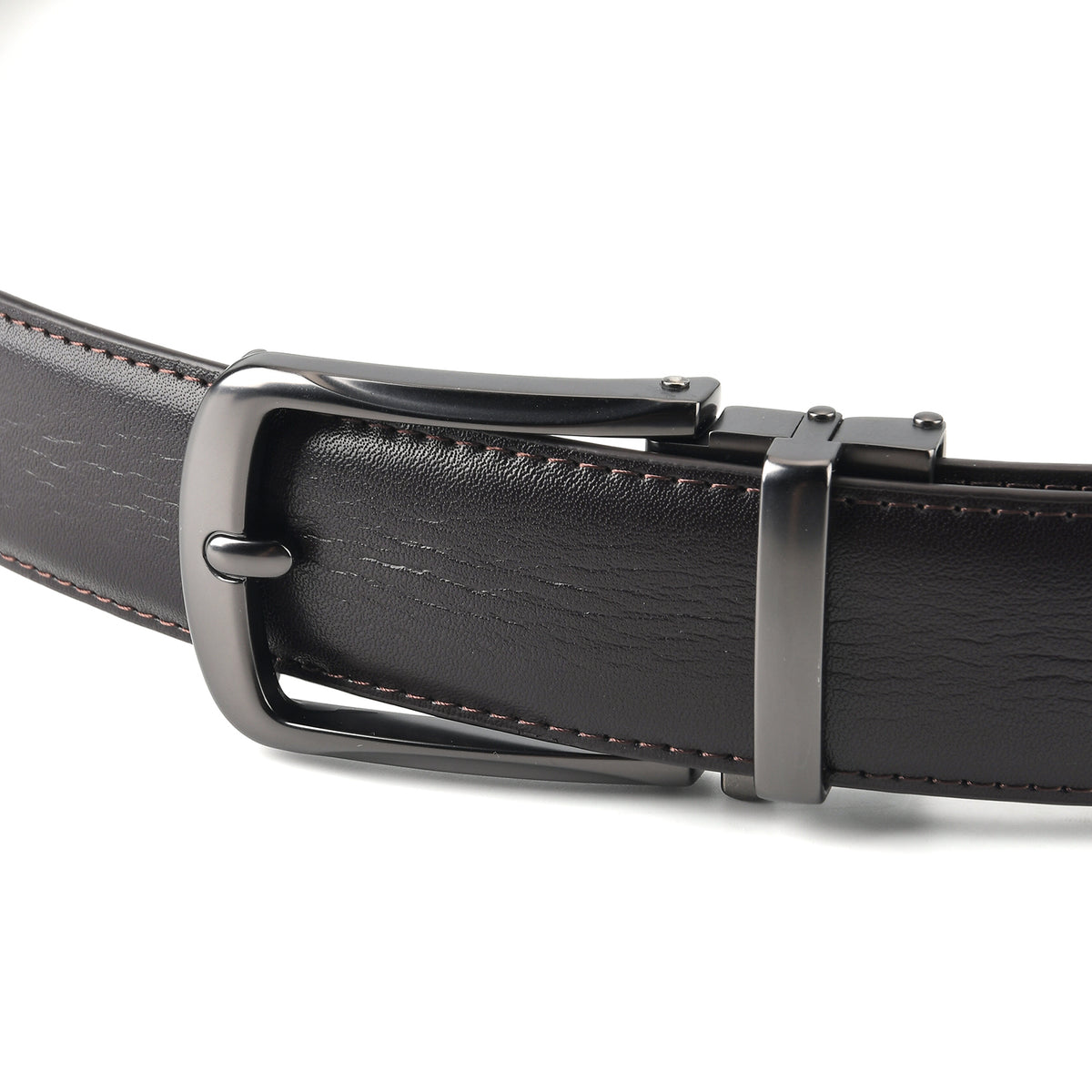 Genuine Leather Sleek Gunmetal Buckle Belt In Gift Box (130cm) - Dark Brown V32568835 3