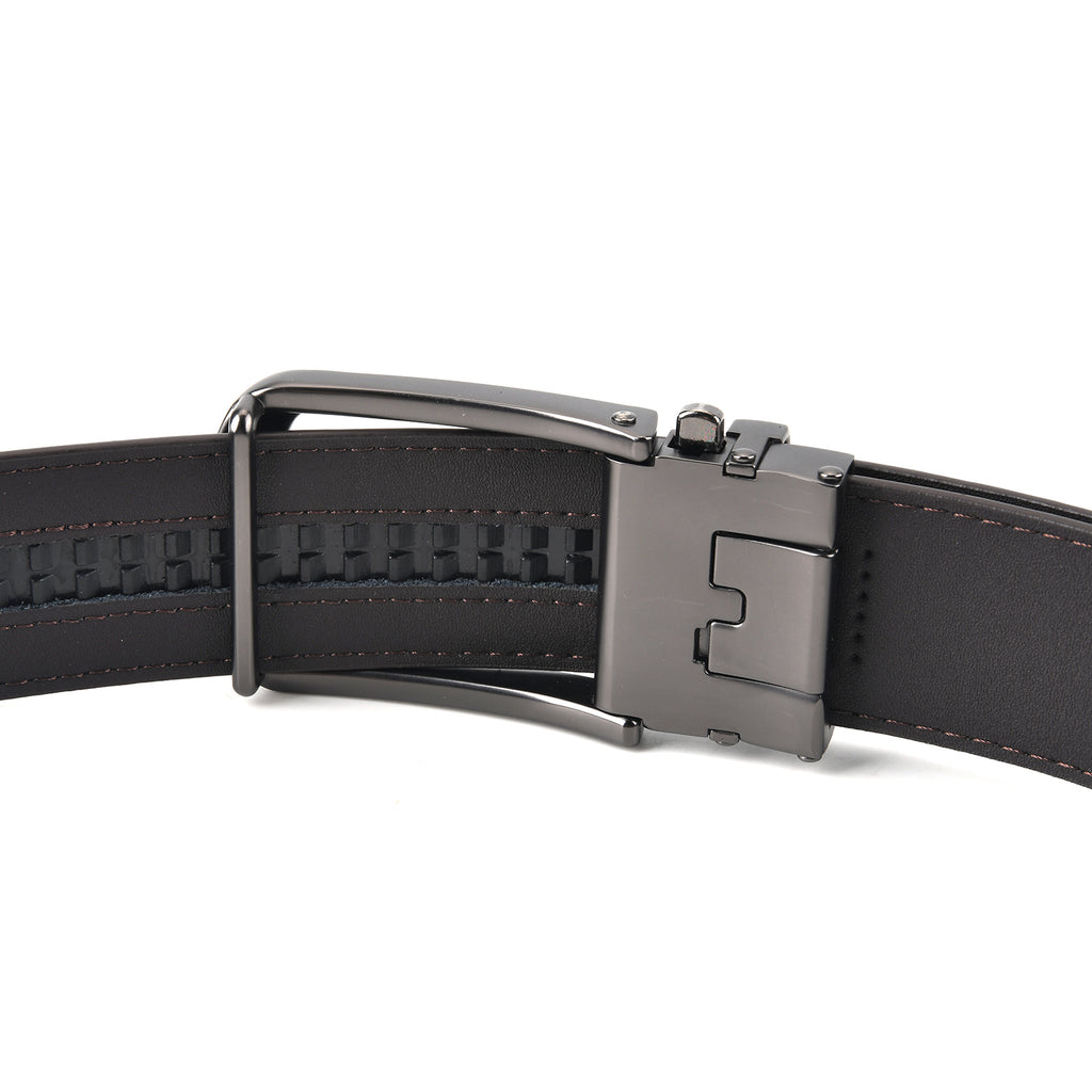 Genuine Leather Sleek Gunmetal Buckle Belt In Gift Box (130cm) - Dark Brown_8426266_3