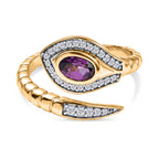 D'Joy Natural Radiant Ember Garnet & White Zircon Snake Ring in Yellow Gold Plated Sterling Silver._8426355