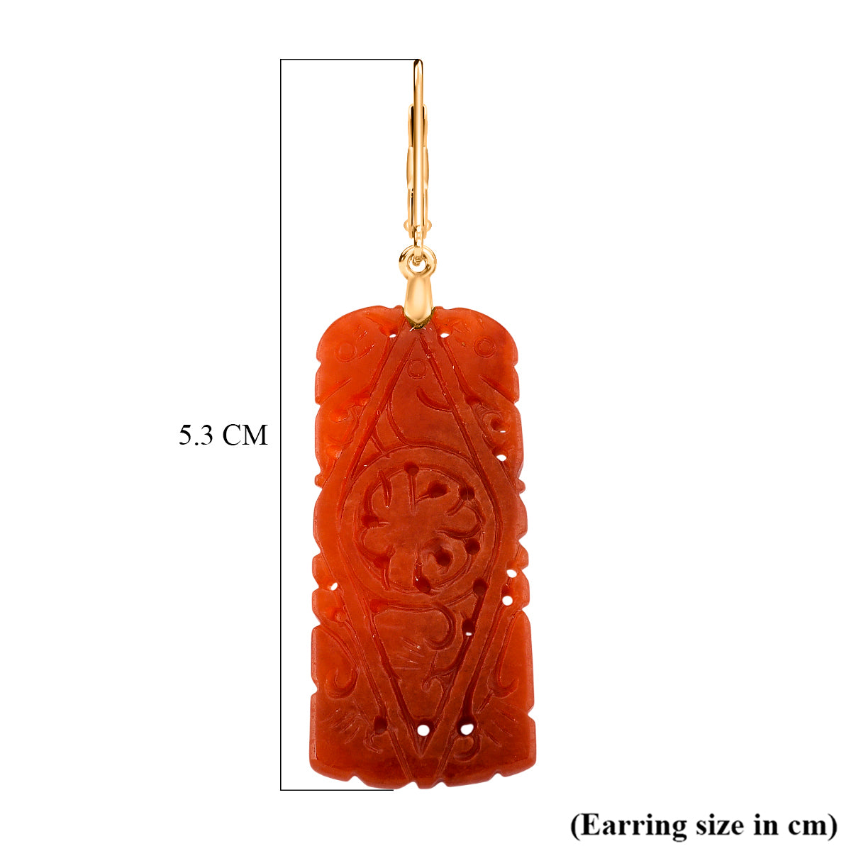 D'Joy Enhanced Red Jade Beads Filigree Carved Drop Earrings with Lever Back in Yellow Gold Plated Sterling Silver 30.00 Ct. V32521447 5