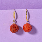 D'Joy Red Jade Beads Hook Earring in Yellow Gold Plated Sterling Silver 20.00 Ct._8426397_1