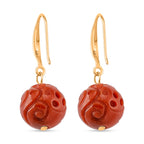 D'Joy Red Jade Beads Hook Earring in Yellow Gold Plated Sterling Silver 20.00 Ct._8426397_3