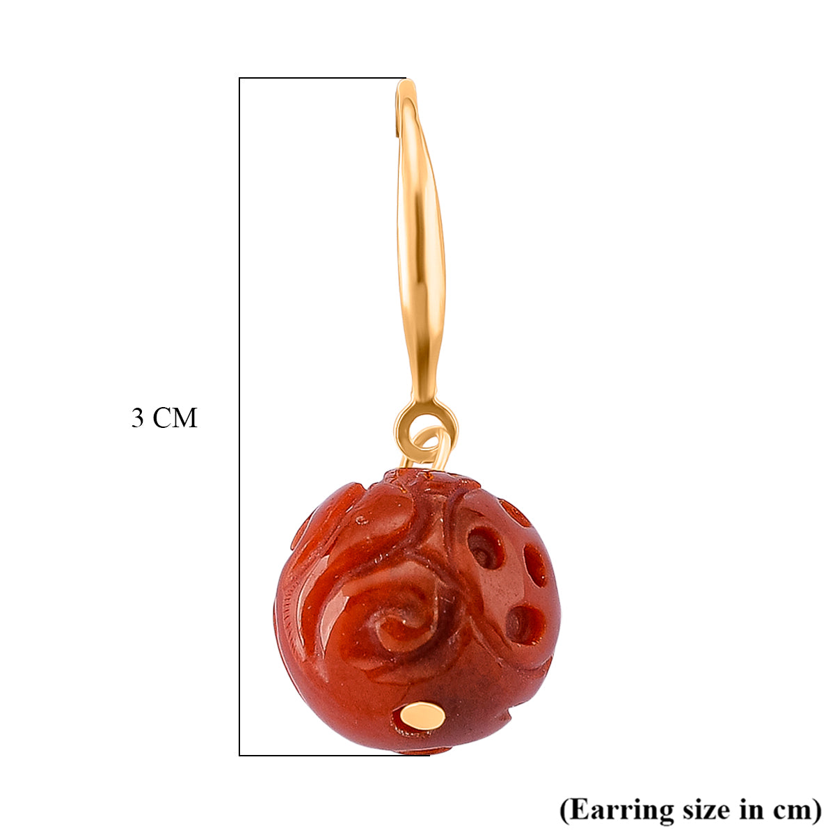 D'Joy Red Jade Beads Hook Earring in Yellow Gold Plated Sterling Silver 20.00 Ct. 8426397 6