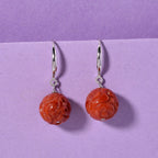 D'Joy Red Jade Beads Hook Earring in Rhodium Overlay Sterling Silver 20.00 Ct.