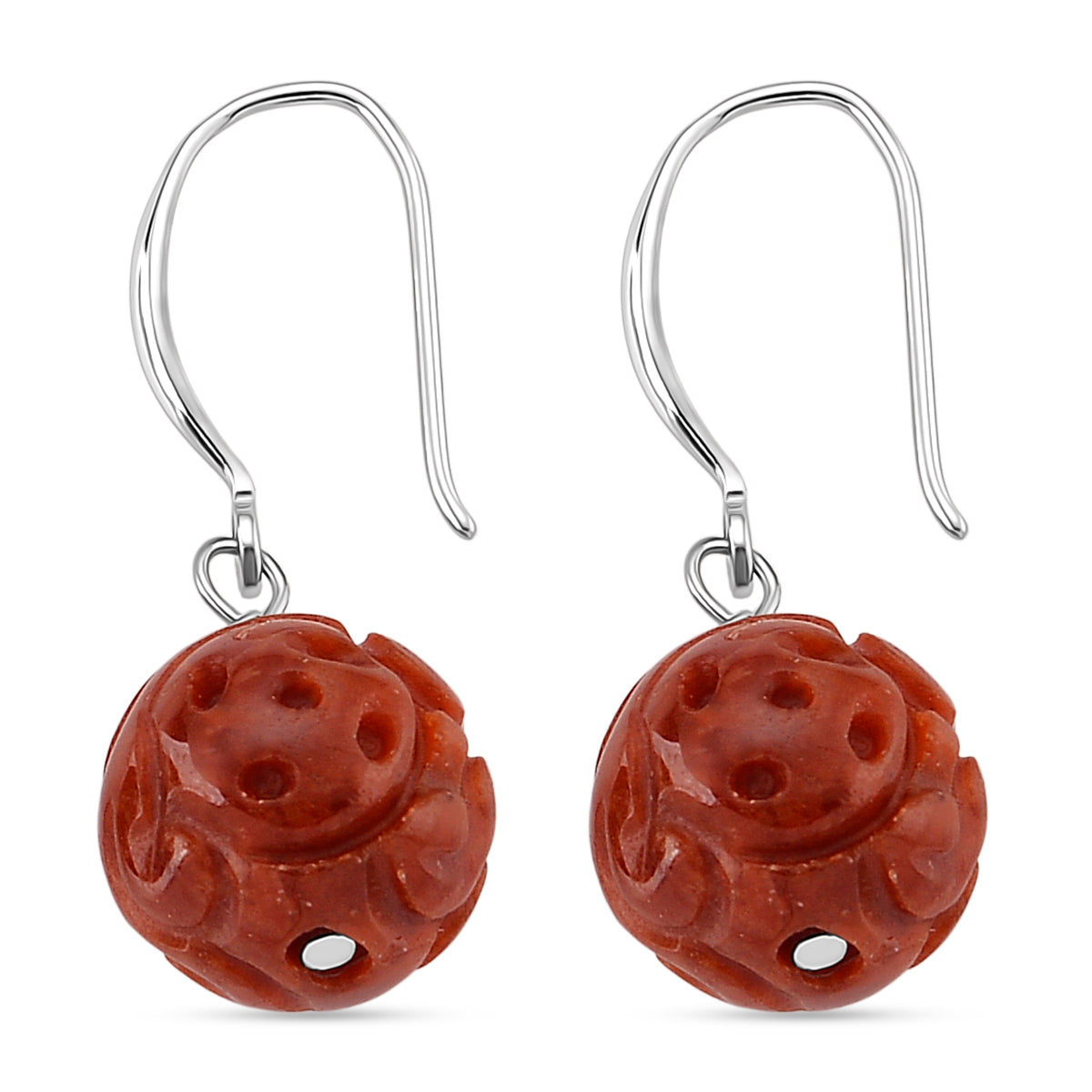 D'Joy Red Jade Beads Hook Earring in Rhodium Overlay Sterling Silver 20.00 Ct. V32353620 4