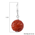 D'Joy Red Jade Beads Hook Earring in Rhodium Overlay Sterling Silver 20.00 Ct.