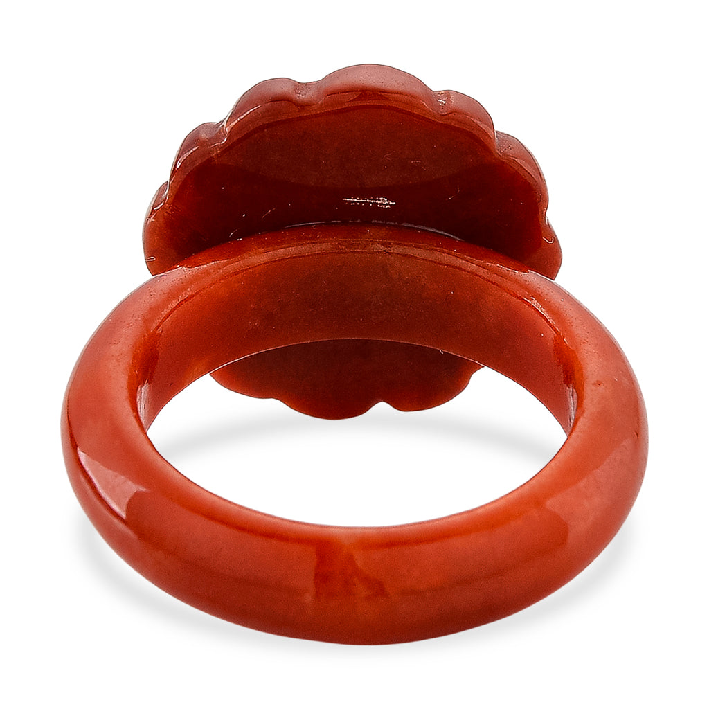 White Fresh Water Pearl and Enhanced Red Jade Flower Ring 25.00 Ct._8426417_4