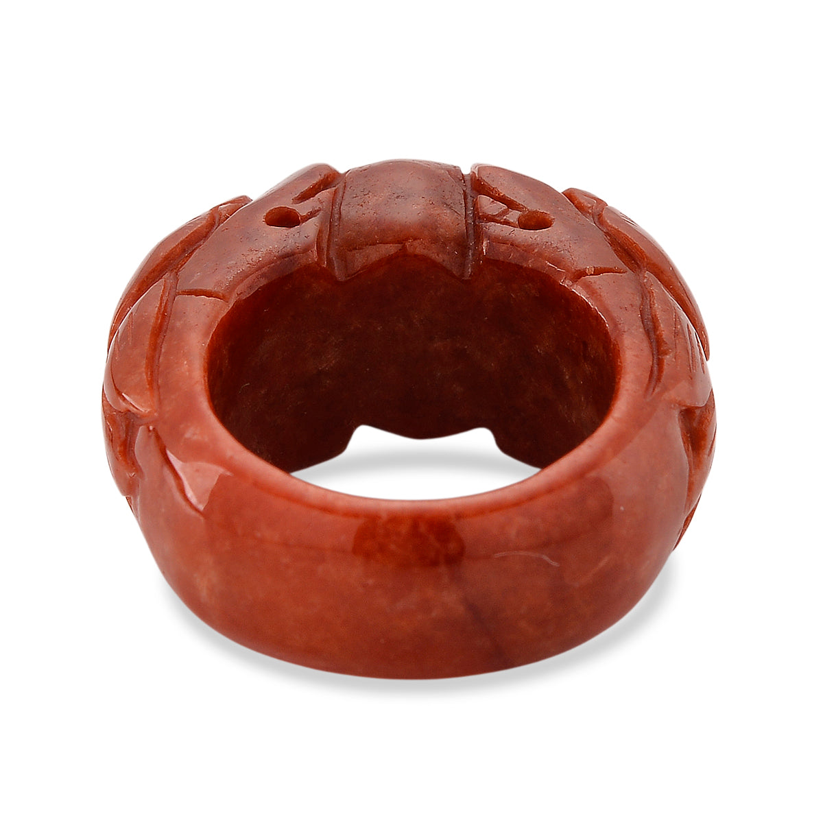 Enhanced Red Jade Dragon Carved Band Ring 70.00 Ct V32515079 5