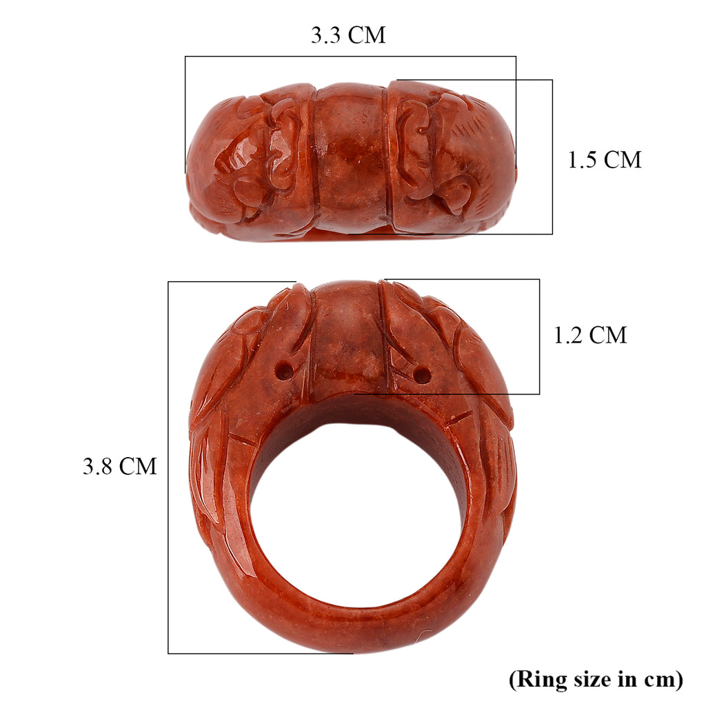 Enhanced Red Jade Dragon Carved Band Ring 70.00 Ct_8426446_5