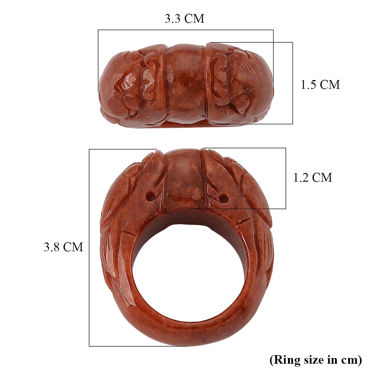 Enhanced Red Jade Dragon Carved Band Ring 70.00 Ct V32515535 6