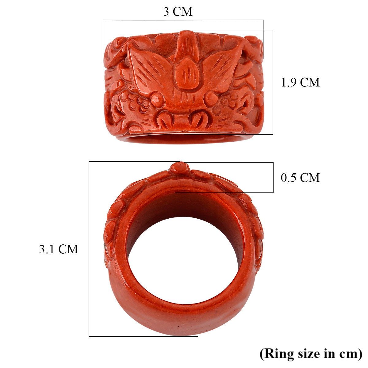 Red Jade Dragon Carved Ring 55.00 Ct. V32514565 6