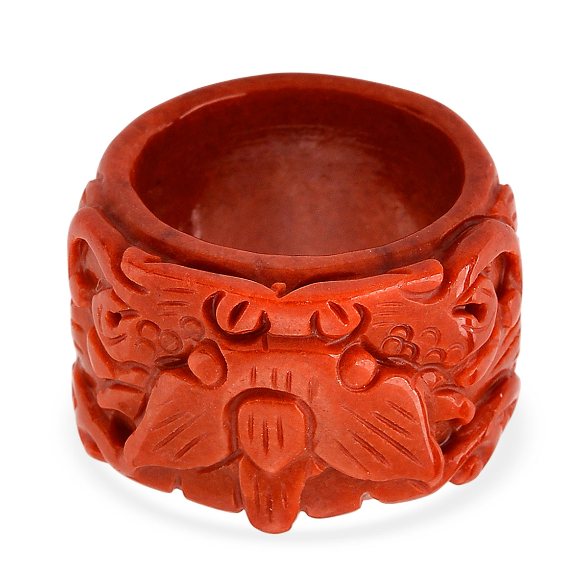 Red Jade Dragon Carved Ring 55.00 Ct. V32514566 0