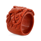 Enhanced Red Jade Dragon Carved Ring 55.00 Ct._8426459_3