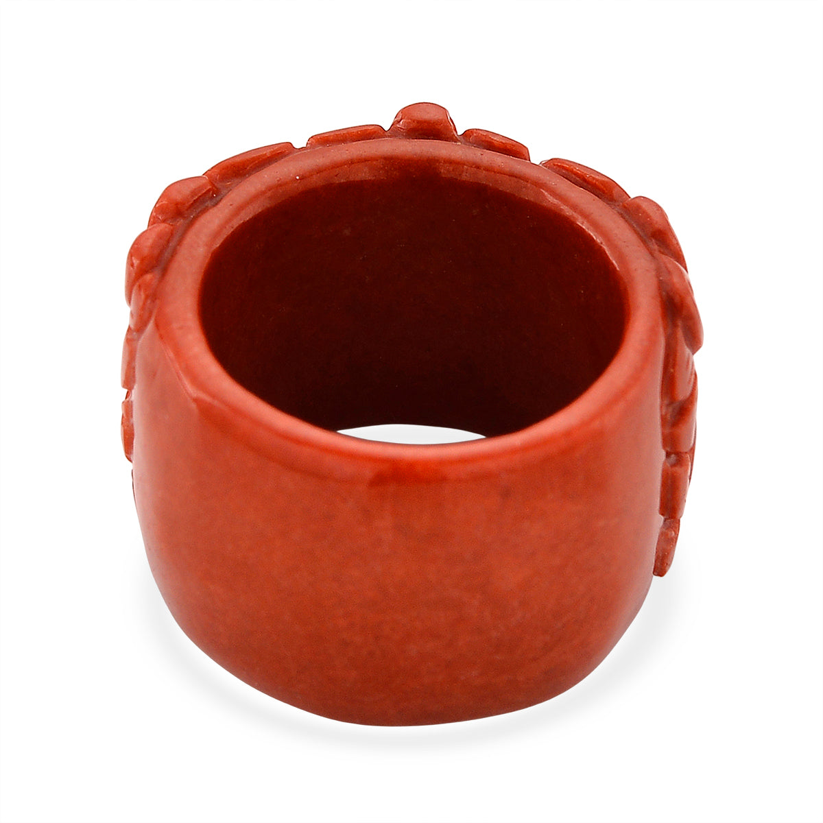 Red Jade Dragon Carved Ring 55.00 Ct. V32514566 5