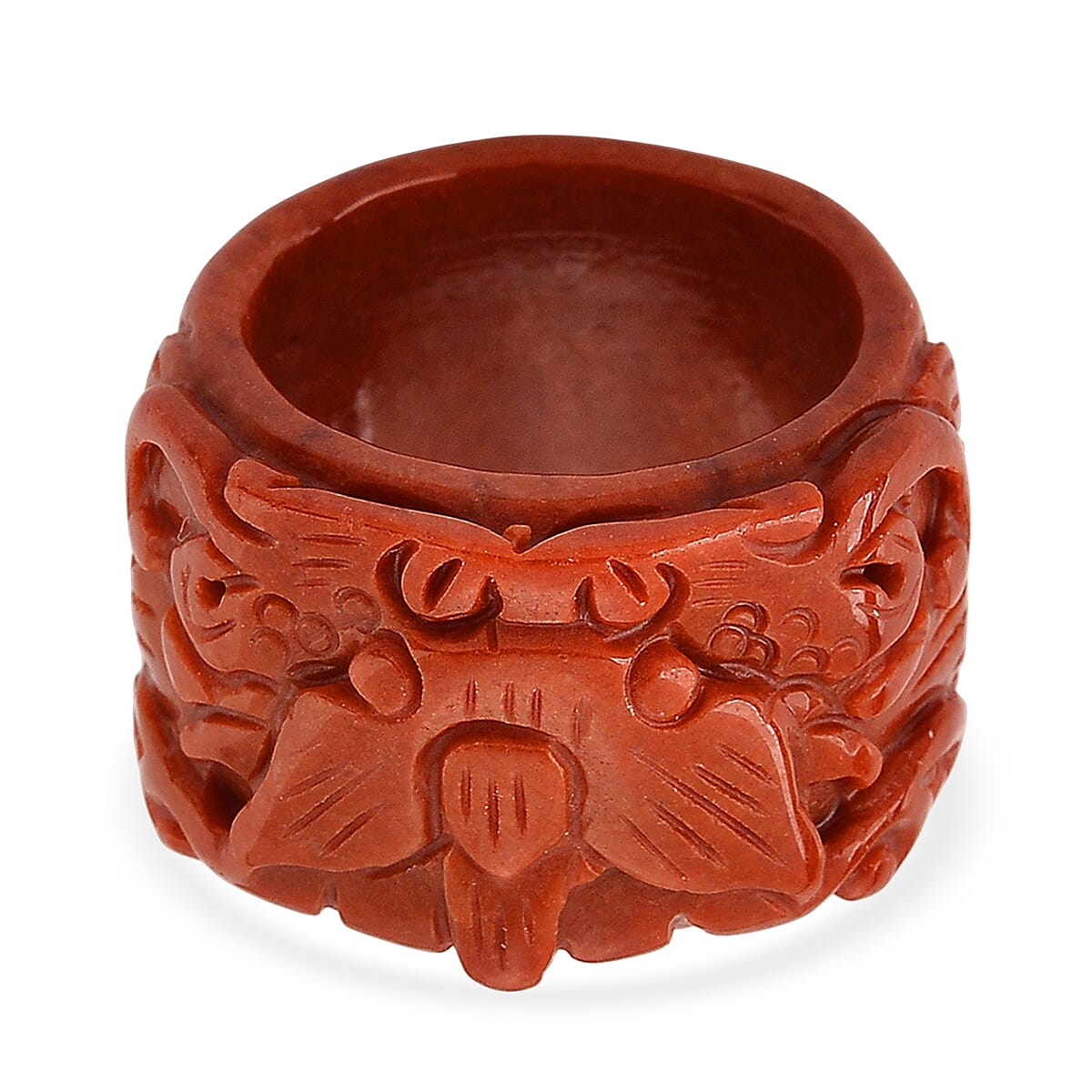 Red Jade Dragon Carved Ring 55.00 Ct. V32520071 0