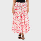 LA Marey Artisan Cotton Printed Skirt (Size - Medium) - Pink White_8426579_1