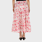 LA Marey Artisan Cotton Printed Skirt (Size - Medium) - Pink White_8426579_3